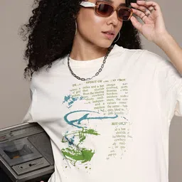 The Roadster Life Co. Typography Printed Drop-Shoulder Pure Cotton Oversized T-shirt-image-23