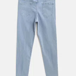 YK Girls Blue Washed Stretchable Jeans image 4
