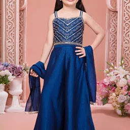 Lagorii Girls Ethnic Motifs Embroidered Regular Kurta with Palazzos & With Dupatta-picture-15