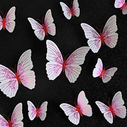 INDIAN ROYALS Red & White 3D Magnet Butterfly Self Adhesive Wall Sticker-picture-6