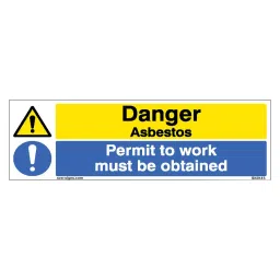 SUNSIGNS Danger Asbestos Permit To Work Must Be Obtained Signages Size 300x100 mm HP Print + Vinyl + ACP Sheet, SN0143-picture-26