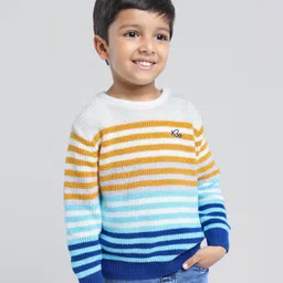 Babyoye 100% Cotton Knit Full Sleeves Sweater Stripes Design- Multicolor-image-8