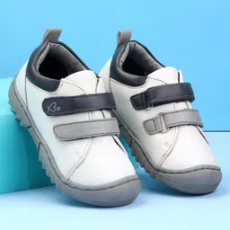 Babyoye Velcro Closure Casual Shoes - White & Grey-image-1