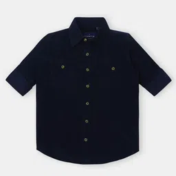INFINITY Corduroy Cotton Woven Full Sleeves Solid Shirt - Navy Blue-picture-10