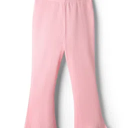 Babyhug Rib Cotton Lycra Knit Full Length Flared Leggings With Stretch - Pink-picture-11