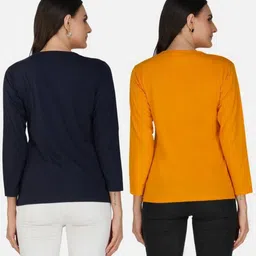 Metronaut Women Pack of 2 Bio Finish Graphic Printed Round Neck Cotton T-shirts image 5