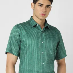 Van Heusen Micro Ditsy Printed Spread Collar Pure Cotton Formal Shirt-image-91