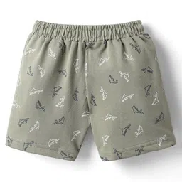 Tango Looper Knit Above Knee Length Short with Dolphin Print - Oil Green image 2