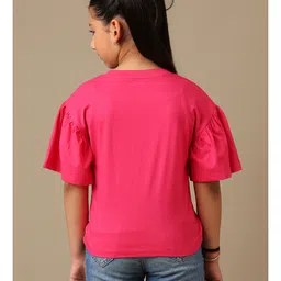 Kidsville Cotton Knit Disney Mickey & Friends Featuring Half Sleeves Minnie Mouse Printed Tee - Dark Pink image 3