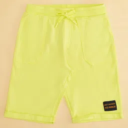 Pantaloons Junior Cotton Knit Get Ready To Race Text Patch Detailed Shorts - Limegreen image 4