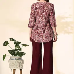 RANGREAL Printed Top With Palazzo Co-Ords image 4