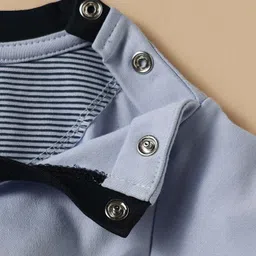 Mini Taurus Knitted Half Sleeves Romper with Nautical Print - Light Blue image 4