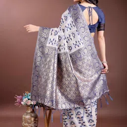 HERE&NOW Ethnic Motifs Zari Linen Blend Handloom Saree image 5