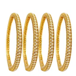 FEMMIBELLA Set Of 4 Gold Plated Beaded Studded Bangle image 3