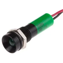 RS PRO Green Panel Mount Indicator 24V DC, Mounting Hole Size 8 mm, Termination Type Lead Wires, IP Rating IP67, Model No 7239514-picture-28