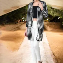 IUGA Women Checked Longline Shrug-image-52