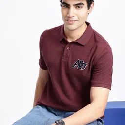 Aeropostale Polo Collar Pure Cotton Applique T-shirt-picture-21