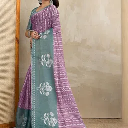 JYA Floral Tissue Silk Saree With Blouse Piece image 4