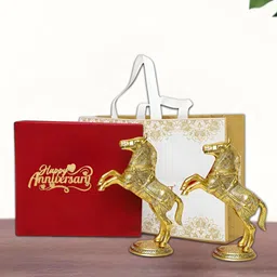 INTERNATIONAL GIFT Gold Plated 2 Piece Horse Statue With Velvet Box & Carry Bag-picture-33