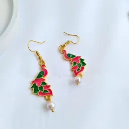 Sangria Gold-Plated Meenakari Drop Earrings-picture-22