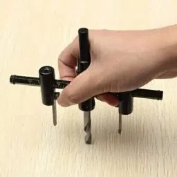 Saysha Adjustable Circle Hole Saw Cutter Set with 2 Changeable Centre Bits, Black image 3