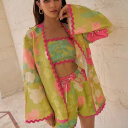 By The Bay Printed Shoulder Straps Top & Shorts With Shrug Co-Ord image 5