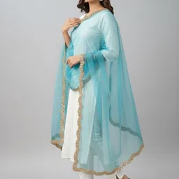 TASHVIKA'S Embroidered Dupatta with Mirror Work image 4