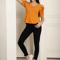 Tromko Puff Sleeve Peplum Top image 3