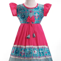 Bhartiya Paridhan Silk Half Sleeves Printed Ethnic Dress - Pink-picture-24