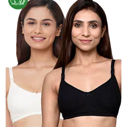 Inner Sense Organic Cotton Pack Of 2 Solid Antimicrobial Soft Feeding Bras - Multi Colour-picture-26