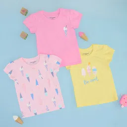 Pantaloons Baby Cotton Pack of 3 Half Sleeves Ice Cream Printed Tee - Multi Colour-picture-33