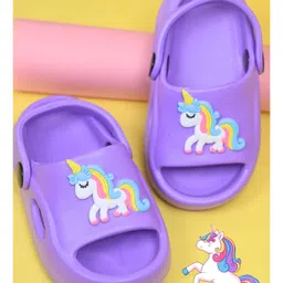 Yellow Bee Unicorn Applique Detailed Sling Back Clogs - Purple-picture-20
