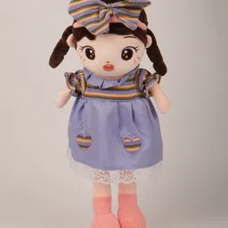 Dukiekooky Super Cute & Adorable Purple Plush Doll with Rainbow Striped Dress, Lace Trim, Heart Patches Soft Stuffed Toy Height 60 cm-picture-27