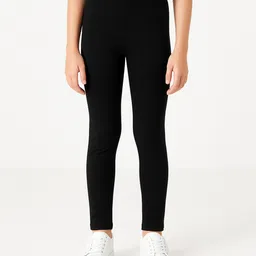 Charm n Cherish Cotton Blend Knit Solid Leggings - Black-picture-42
