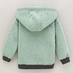 Little Kangaroos Full Sleeves Hooded Sweatshirt Solid - Green image 2