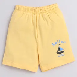 BUMZEE Pack Of 2 Ship Printed Cotton Shorts - Sky Blue & Yellow image 3