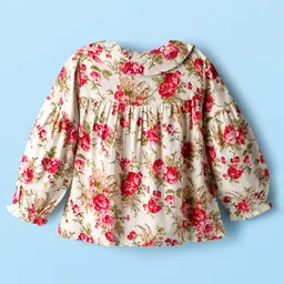 Babyhug Woven Rayon Full Sleeves Printed Top with Floral Print - Offwhite image 2