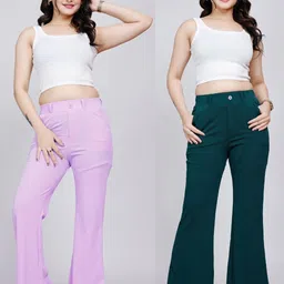 NU CLOTHS Women Pack Of 2 Original Bootcut Fit High-Rise Trousers-picture-14