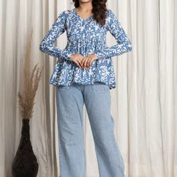 SANGAKURTI Print Cotton Peplum Top-picture-39