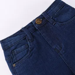 Babyhug Full Length Solid Color Denim Jeans With Stretch - Dark Blue image 3