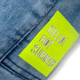 Olio Kids Denim Knit Above Knee Length Shorts With Text Print - Light Blue image 3