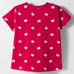 kookie kids india Kookie Kids Single Jersey Knit Half Sleeve Co-ords Shorts Night Suit with Butterfly Print - Dark Pink image 3