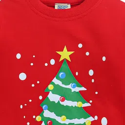 ZIP ZAP ZOOP Cotton Knit Christmas Theme Full Sleeves Christmas Tree Printed Sweatshirt - Red image 5