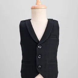 Robo Fry Cotton Woven Full Sleeves Solid Color 3 Pieces Party Suit with Bow - White & Black image 4