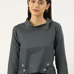 RACHNA Grey Solid Crop Top image 1