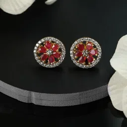 Priyaasi Gold-Plated Faux Ruby Studded Contemporary Studs-picture-22