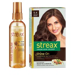 Streax Vitalized Hair Serum 100 ml & Shine On Cream Hair Colour 120 ml - Walnut Brown 5.4-picture-0