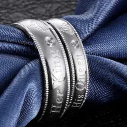 Ringzinnie Set Of 2 Stainless Steel King & Queen Couple Finger Rings-picture-39