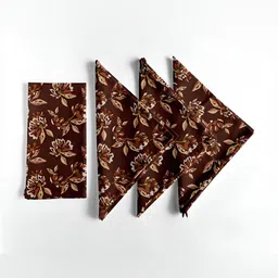 Vargottam Brown & Beige 12 Pieces Printed Cotton Reusable & Disposable Table Napkins image 4