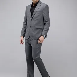 Theme Self Design Notched Lapel Single-Breasted Formal 2 Piece Suits image 4